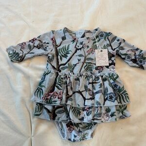 Floral Long-Sleeve Baby bamboo Romper nwt